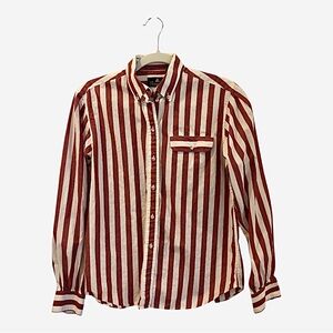 Vintage Women’s Liz Claiborne Rust and White Striped Shirt